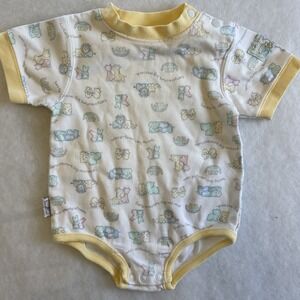 Vintage My Baby Noahs Ark Animal Print Bodysuit Yellow 0-3 Months MKNU1PA